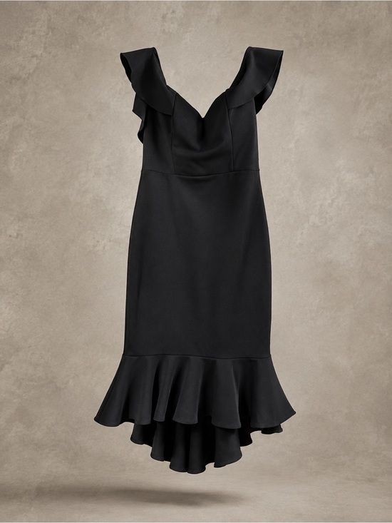 Emerald Sundae Dresses & Skirts - Emerald Sundae Black Ruffle V-Neck High-Low Dress